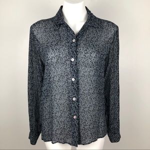 Silk Land 100% Silk Floral Button Down Top S